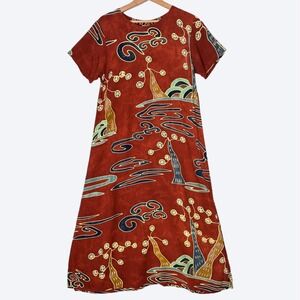VTG Curious Designs‎ Santa Fe Tribal Print Dress Womens M Southwestern Artsy